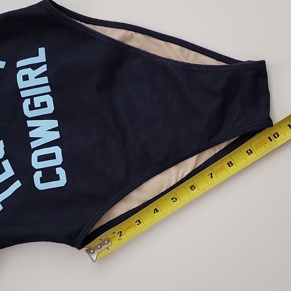 One Piece Women's Swimsuit Dark Denim Tequila Cowgirl Blue Print Size S/M - Picture 11 of 14